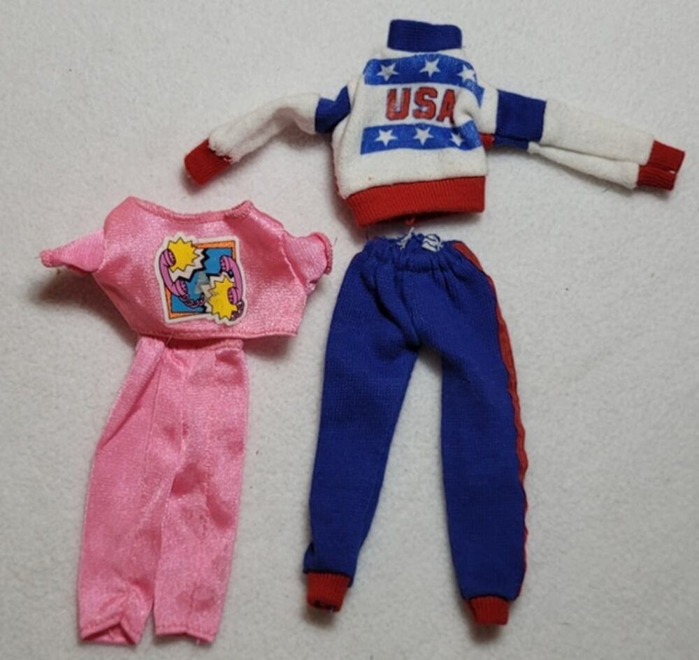80s Lot Barbie USA Track Jogging Suit Skipper Cool Tops Telephone Pink Top Pants